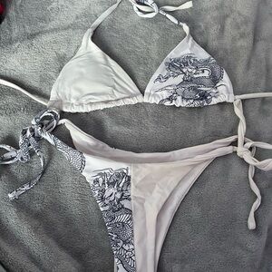 White and Black Dragon Bikini